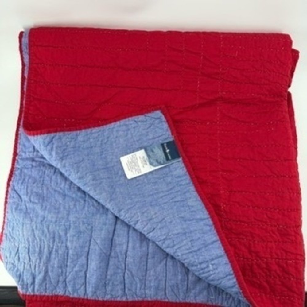 Ralph Lauren Red Blue Reversible Cotton Quilt Full Queen Bedding Americana